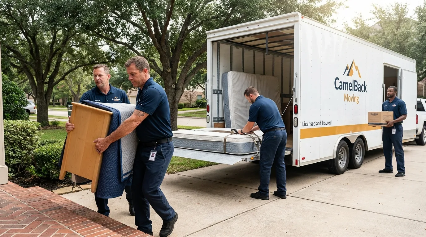 Crew loading residential truck for cross-state move from Kamas, UT