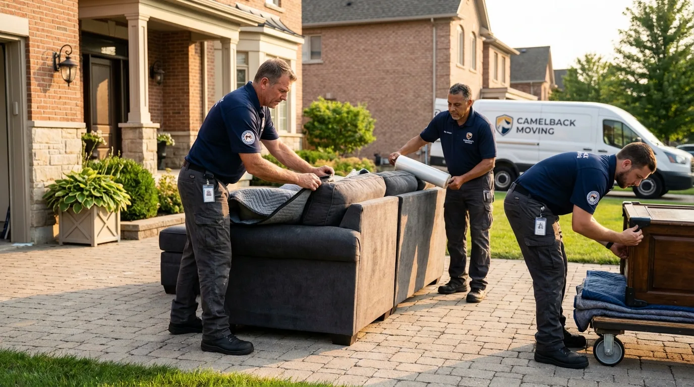 Large estate moving crew wrapping furniture in Kamas, UT